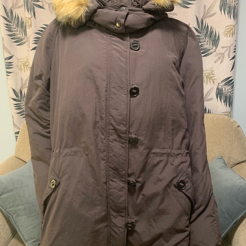 Women's Grey Hooded Winter Coat